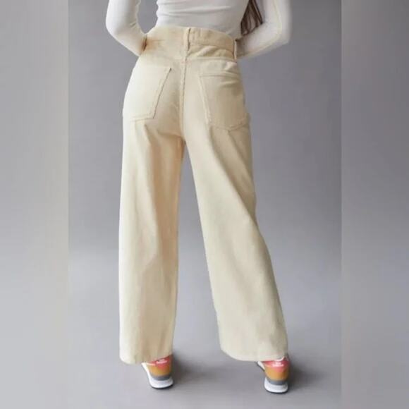 BDG High & Wide Corduroy Cotton Wide Leg Pants Cream 25 / 0 - Picture 2 of 14